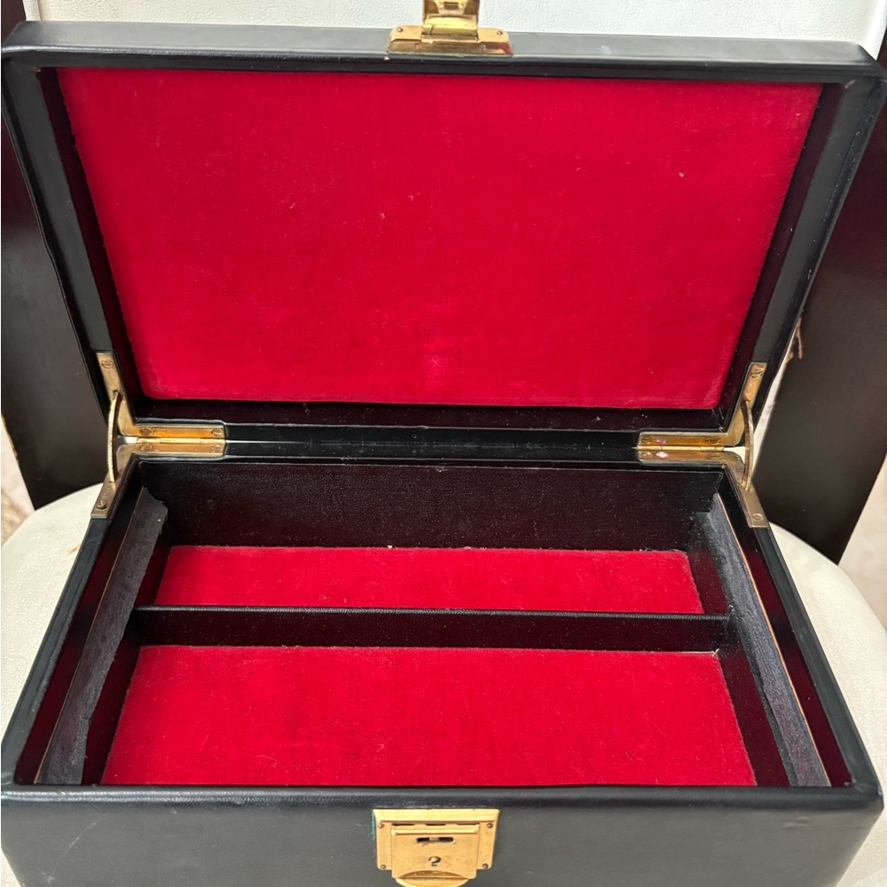 BIRKS Vintage 1920’s Jewelry Case black leather brass hardwares